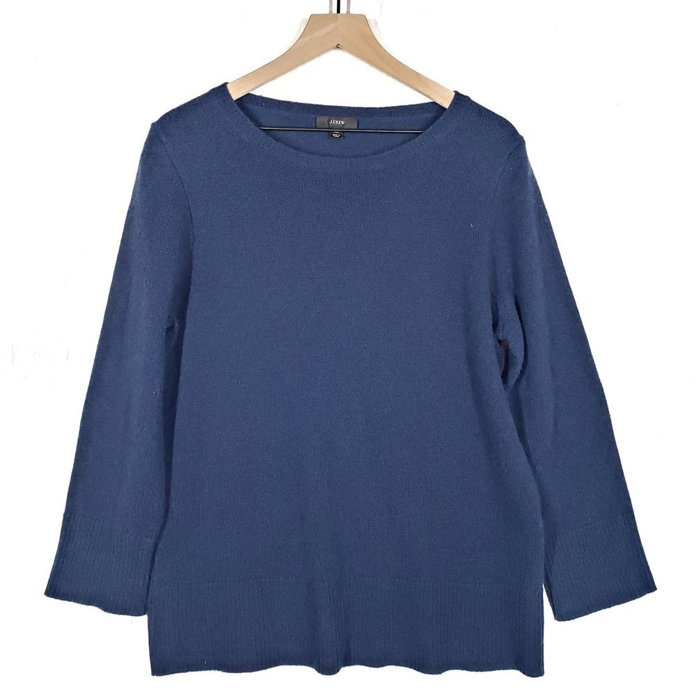 J.Crew Wool Cashmere Blend Oversized Crewneck Tunic Sweater XS Navy Blue